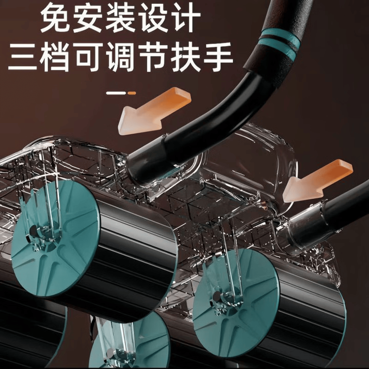 LMLMANAO德国品牌智能四轮健腹轮自动回弹练腹肌神器六肘撑卷腹轮器收腹机 旗舰升级款-黑色 赠刻度垫