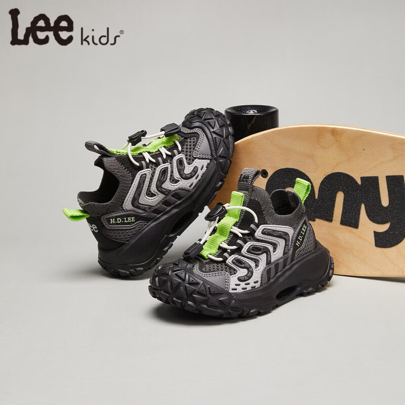Lee童鞋春夏季新款儿童运动鞋椰子鞋男童休闲跑步鞋女大童 黑色 36 【建议脚长223-228mm】