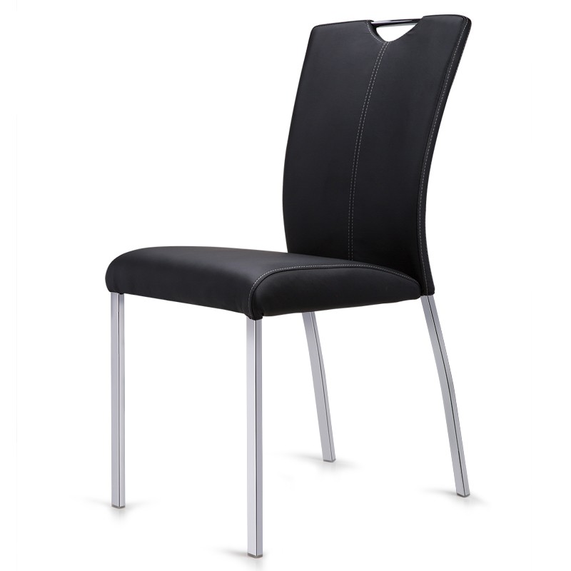 可好家具餐椅家用成人靠背椅现代简约电镀不锈钢椅子酒店咖啡厅洽谈轻奢椅 黑色(两张起拍)