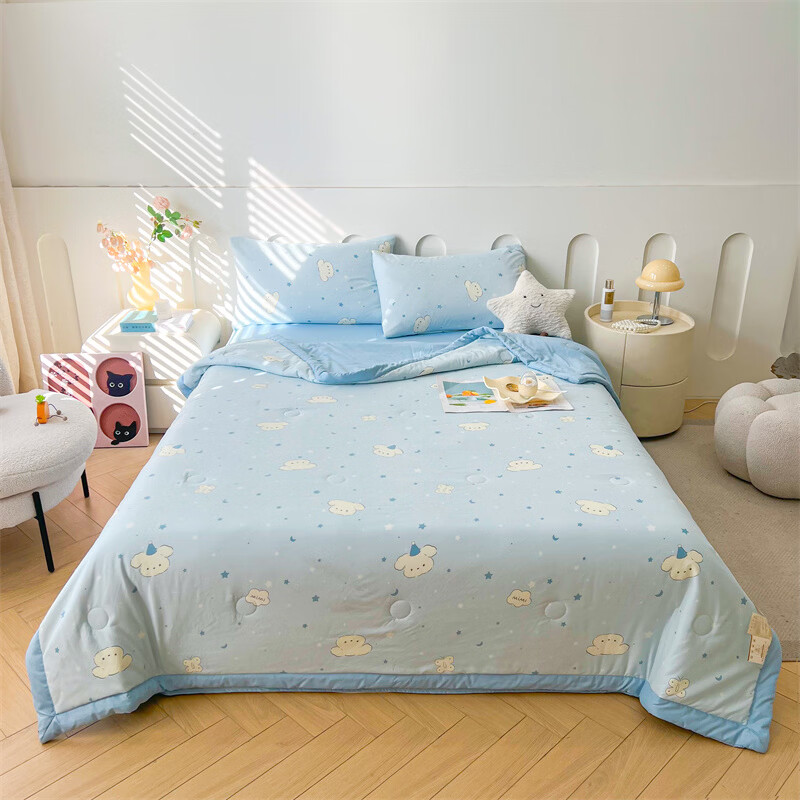 软贝A类夏凉被 混纺棉花被 空调被可机洗纤维被子被芯夏季午睡盖被 星月小狗 150cm*200cm单夏被