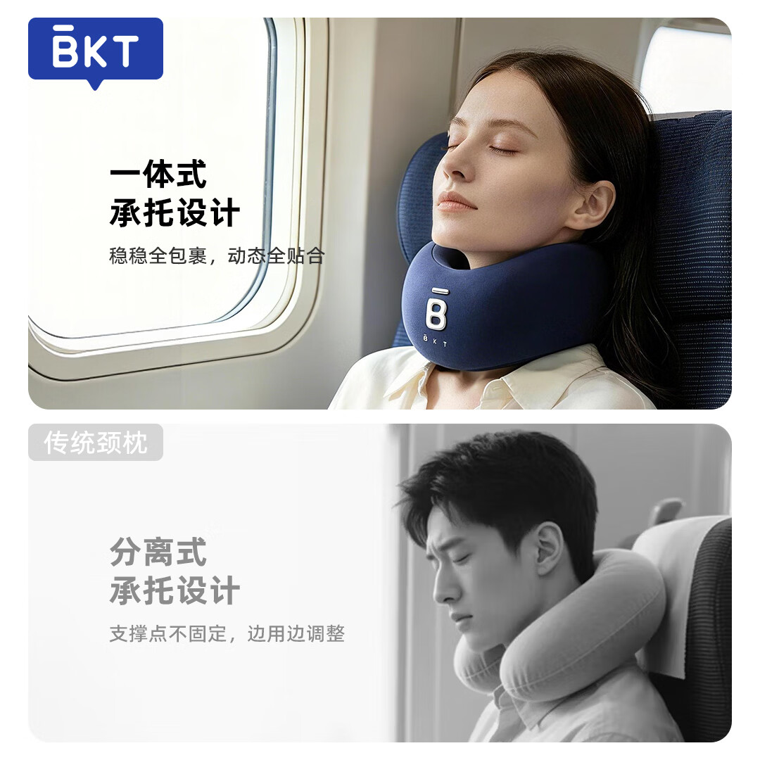 BKT护颈脖套办公舒适记忆棉u型枕颈椎托头枕便捷出差旅行u枕护颈托 星空蓝