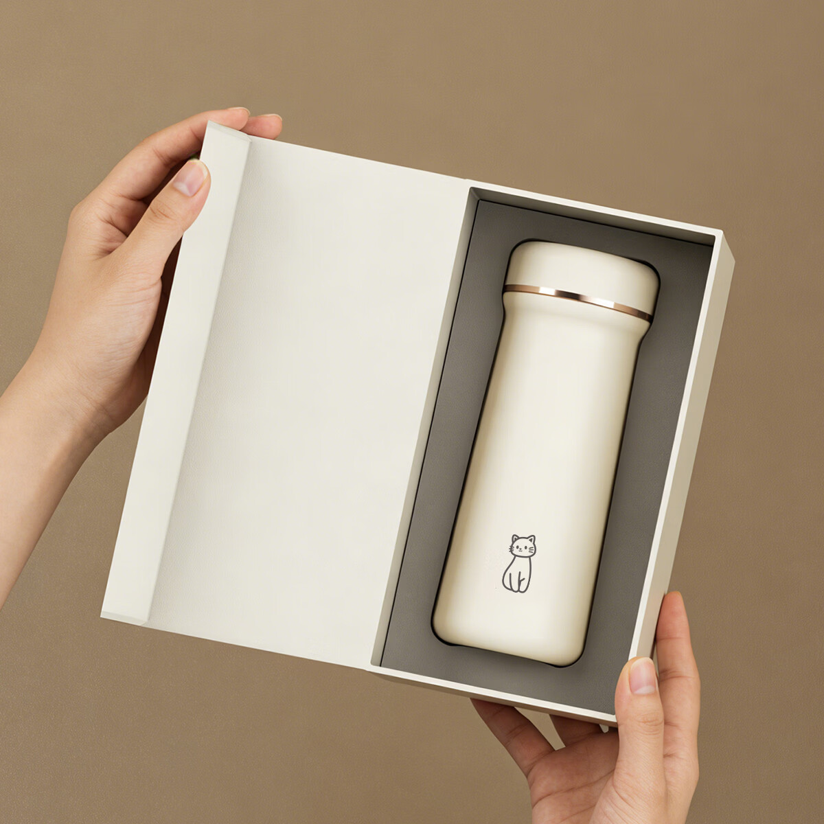 造物集陶瓷内胆保温杯便携女生高颜值水杯商务礼品杯子330ml 金瓷-氧气云【陶瓷内胆/免费刻字】