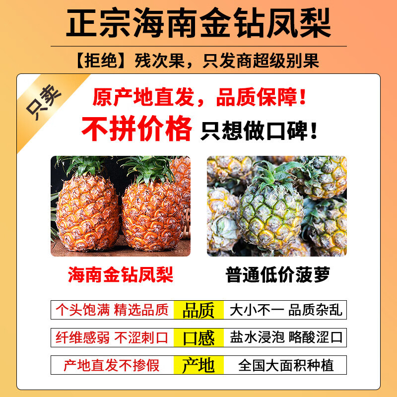 三萌果蔬正宗金钻凤梨【闪送】海南当季新鲜手撕金菠萝水果礼盒节日送礼 5斤精品果【单果500g+】净重4.5斤