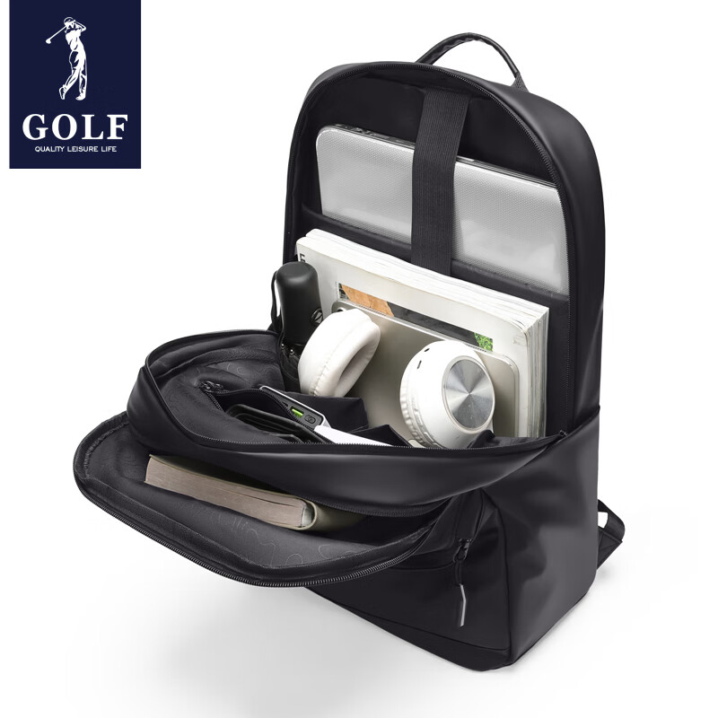 高尔夫（GOLF）双肩包男女百搭背包女休闲旅行学生书包防泼水出游背包【Q】 款式15-雾黑