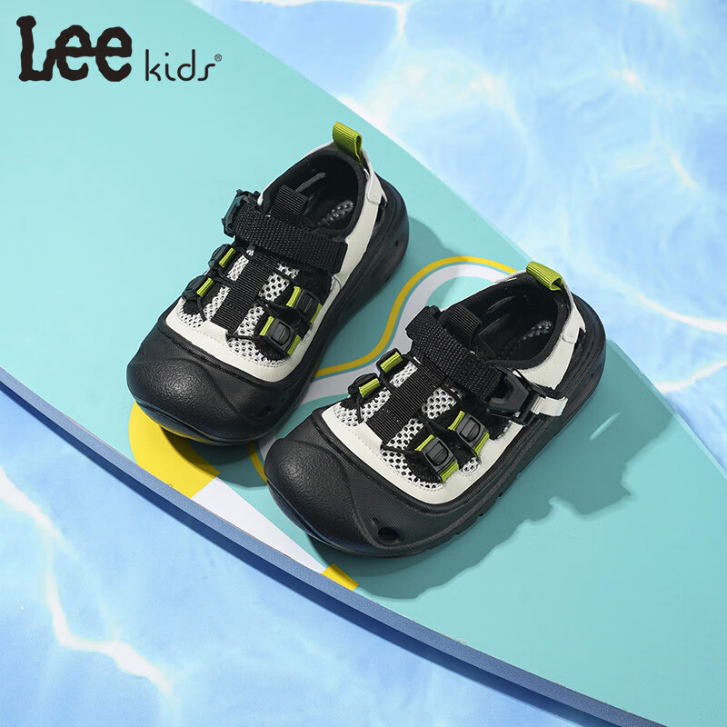 Lee童鞋夏季新款儿童沙滩凉鞋女童包头防滑涉水鞋男童 黑米 36 【建议脚长222mm】