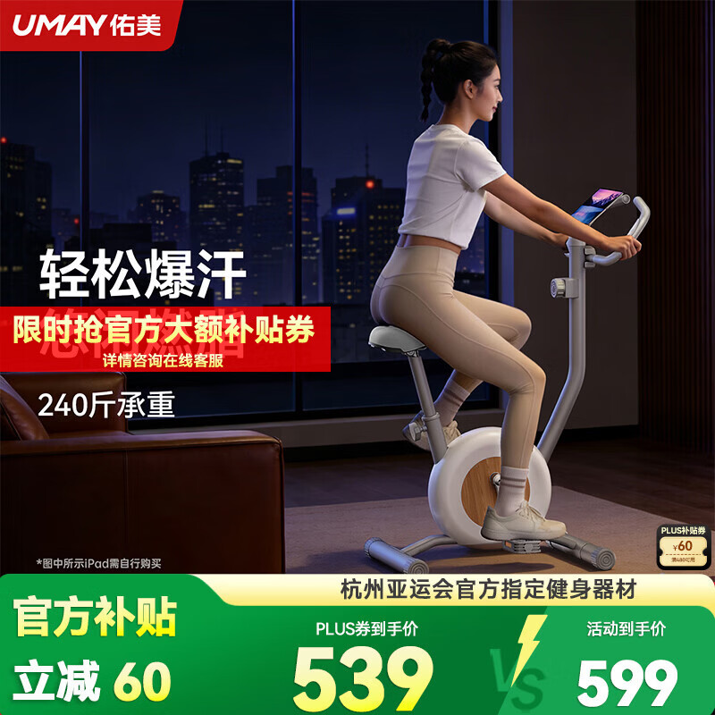 佑美动感单车家用室内小型健身自行车迷你静音减肥健身器材健身车K2L 家用舒适款-双倍燃脂-大沙发坐垫