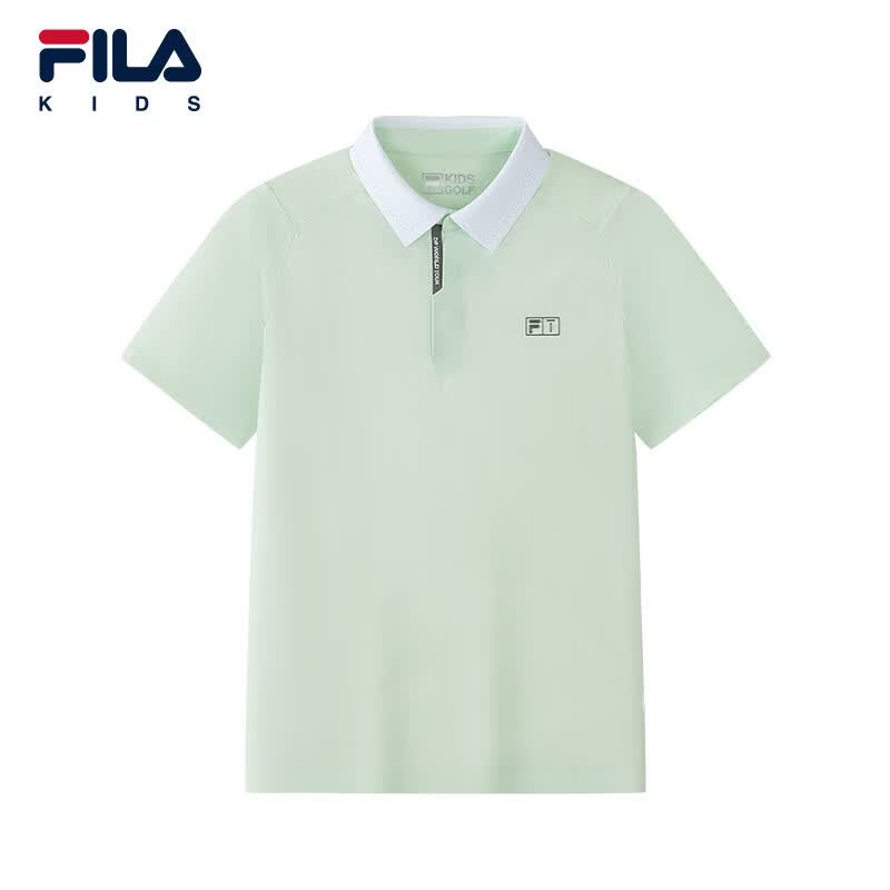 FILA斐乐儿童童装短T类2026年夏季新款男中大童短袖POLO 鸭卵青-LG 165