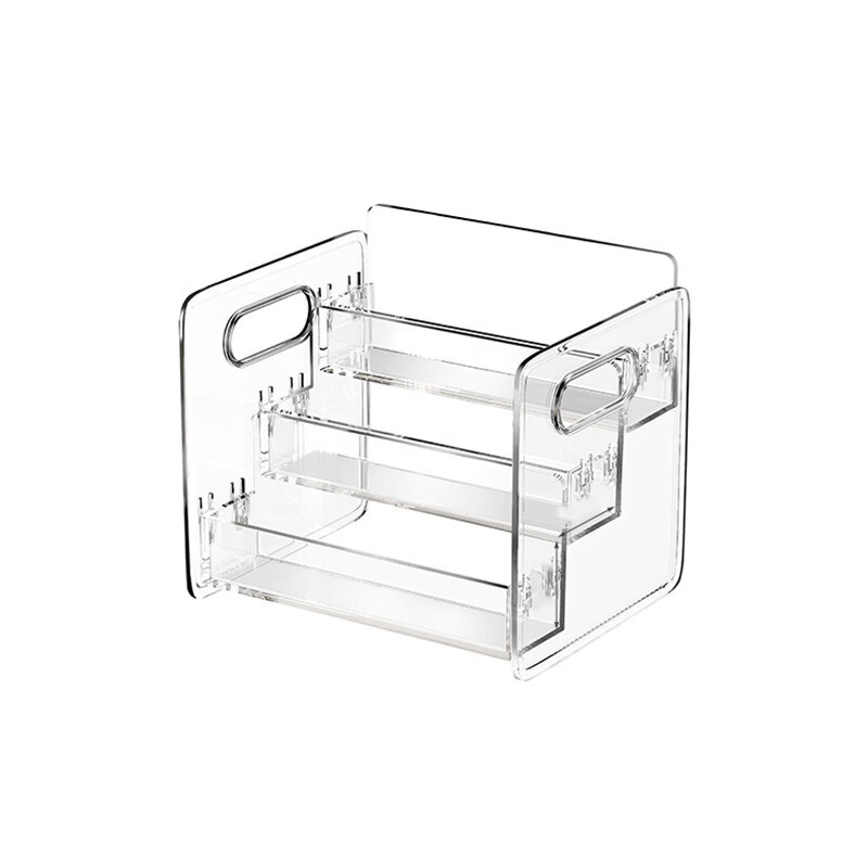 纳有风化妆品收纳盒桌面透明亚克力梳妆台阶梯多层整理护肤品香水置物架 透明白1个装