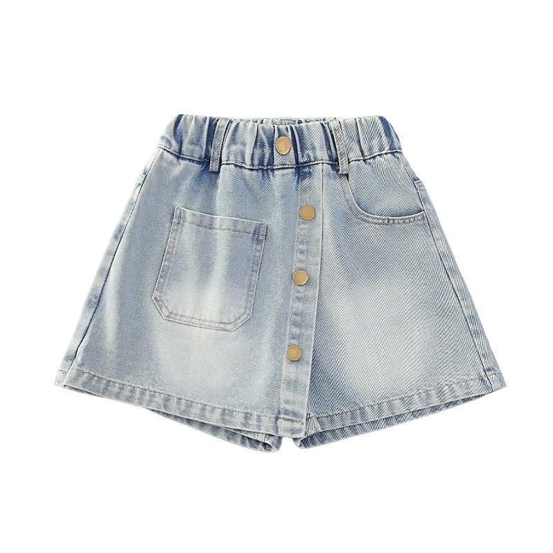 女童牛仔裙裤2026新款韩版夏季时尚百搭儿童中大童夏装薄款短裤 蓝色 170 cm
