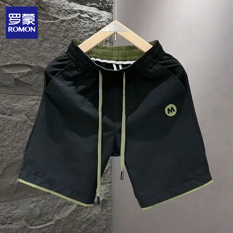 罗蒙夏季短裤男士薄款休闲大裤衩子韩版帅气速干五分裤宽松外穿中裤男 K252黑色 2XL 约125-140斤