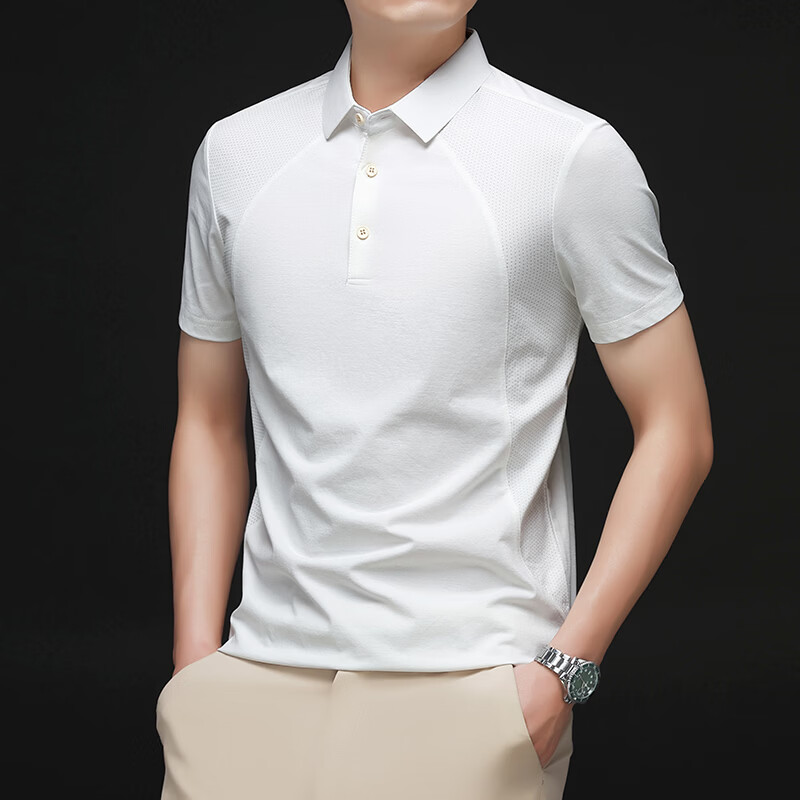 ROYAL PALM POLO SPORTS CLUB2026夏季新款男士短袖衫商务休闲翻领半袖透气凉感男装上衣 卡其色 4XL