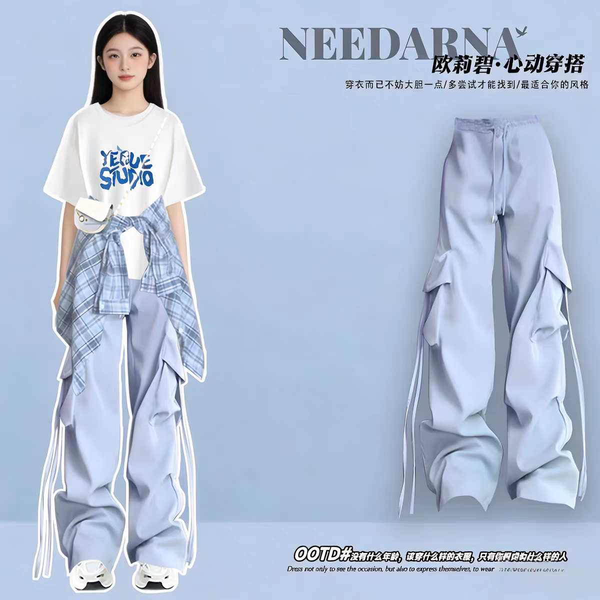 欧颖慕女童夏季短袖套装女大童衣服夏季女孩运动套装短袖衬衫工装裤洋气 303白色短袖+粉色工装裤【两件套】 155 （S）码【建议75-90斤】