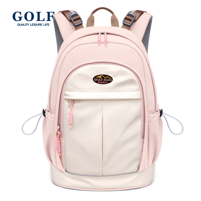 高尔夫(GOLF)双肩包男女百搭背包女休闲旅行学生书包防泼水出游背包【Q】 款式14-粉配米白