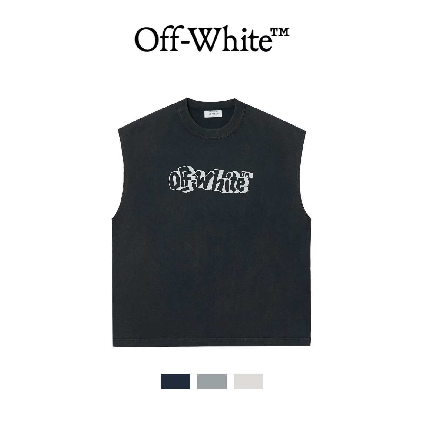 OFF WHITE 26SS 经典字母logo标志轻奢夏季高级感背心 男女同款 灰色 M