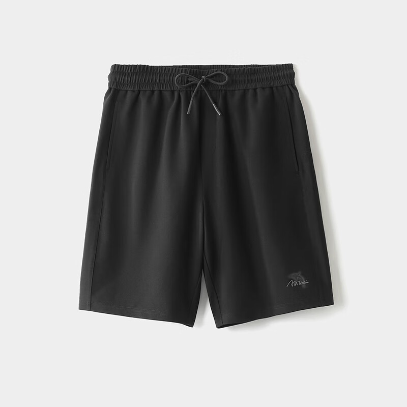 黑鲸(HLAJEANS)海澜之家旗下腰间抽绳休闲中裤男2026年夏季新品直筒短裤 黑色01 L
