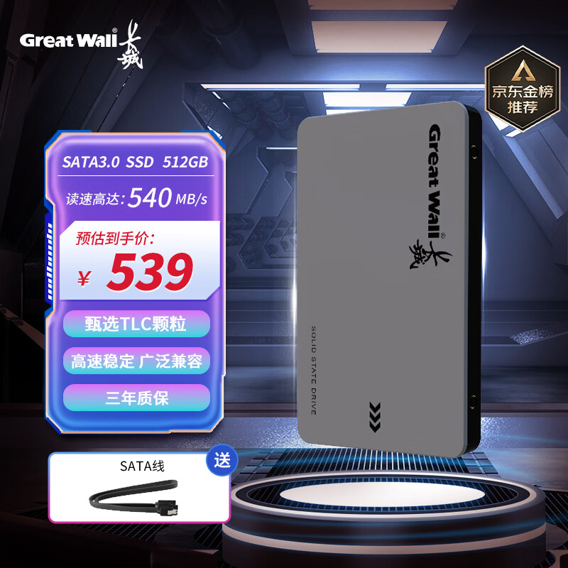 长城（Great Wall）512GB SSD固态硬盘 SATA3.0接口 读速540MB/S台式机/笔记本通用 GW560系列