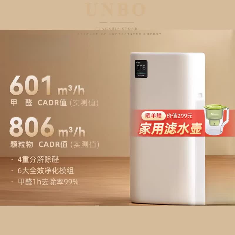 UNBO德国进口品质高端空气净化器家用宠物除菌甲醛吸烟猫毛除异味净化机 白色