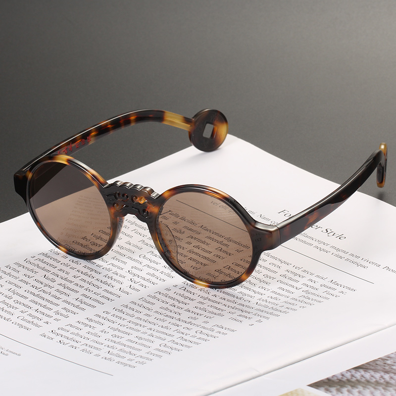 水晶眼镜 圆形复古石头镜400弯托力克 清凉养眼护目太阳镜 浅茶色镜片