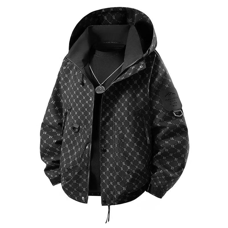 绿蜜蜂【多巴胺色系秋季男女同款美式宽松防风冲锋衣户外潮流外套8053 字母黑 3XL 建议185-210斤 京东折扣/优惠券