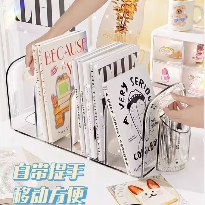 桌面书立书架亚克力透明学生收纳办公室宿舍ins简易置物架简约 一个
