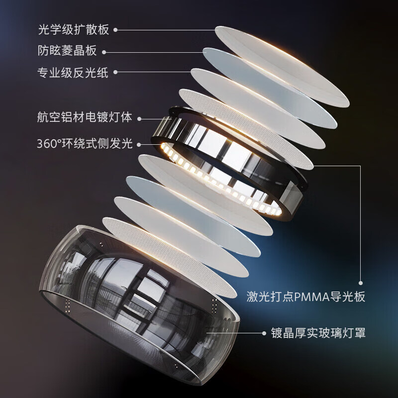 欧普照明（OPPLE）意式极简客厅吊灯2026新款设计师灯具全屋套餐 8头-砂黑+烟灰罩-小爱同学实用