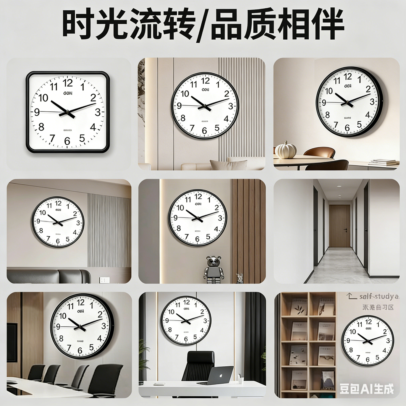 得力（deli）挂钟客厅钟表家用静音走时居家创意时钟现代时尚大气挂墙简约钟 【书房推荐】10寸典雅黑 直径约25.5厘米