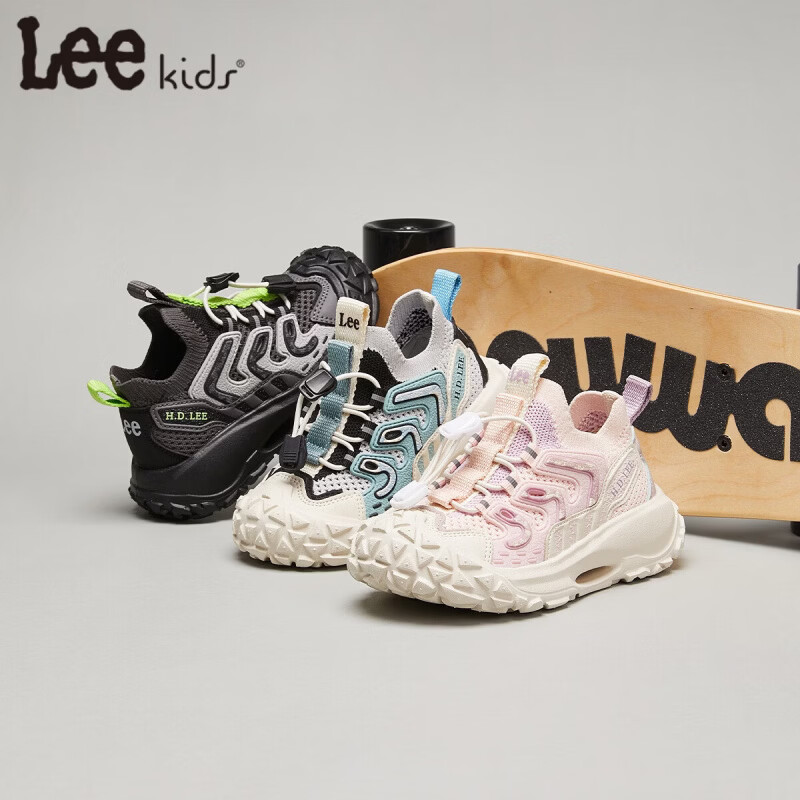 Lee童鞋春夏季新款儿童运动鞋椰子鞋男童休闲跑步鞋女大童 黑色 36 【建议脚长223-228mm】