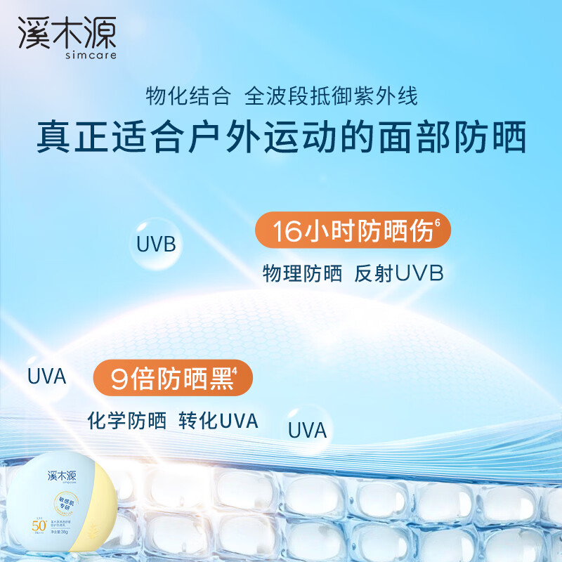 溪木源面部隔离防晒霜PA+++水润轻薄敏感肌防晒乳SPF50+++素颜美妆礼物 防晒乳38g