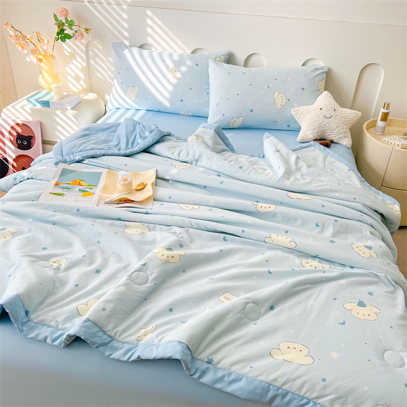 软贝A类夏凉被 混纺棉花被 空调被可机洗纤维被子被芯夏季午睡盖被 星月小狗 150cm*200cm单夏被