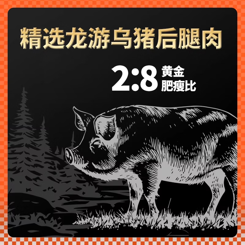 王继莲 小笼黑猪肉烤肠户外露营烧烤速食香肠肉肠热锅空气炸锅食材加热即食 黑猪肉烤肠500g*1【10根】