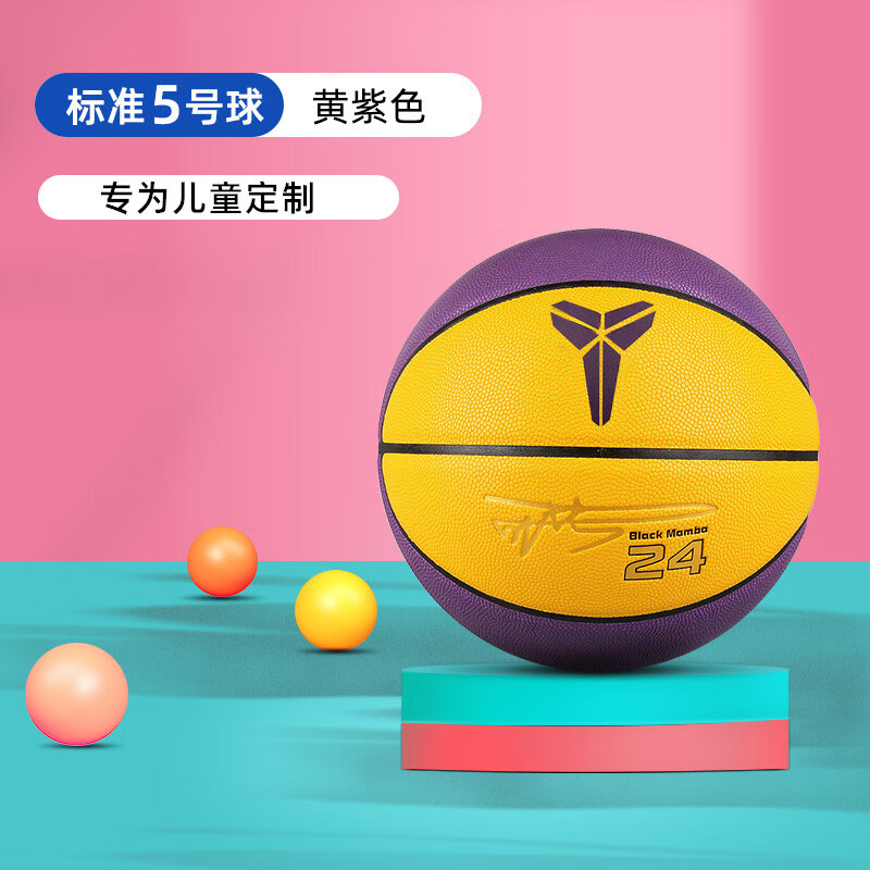 儿童篮球5号球幼儿园专小学生训练专用男生女生五号球pu软皮 紫金【5