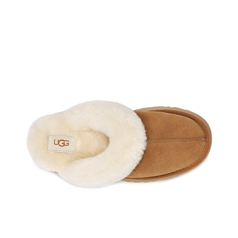 UGG秋季女士经典舒适厚底毛拖包头休闲懒人毛毛鞋勃肯鞋 1122550 CHE|栗色 38