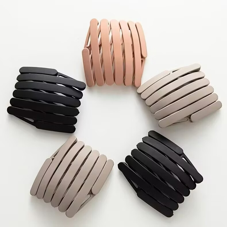 旅行新款伸缩发箍女生专用折叠压发防滑头箍带齿刘海洗脸折叠发箍 三个（颜色随机）