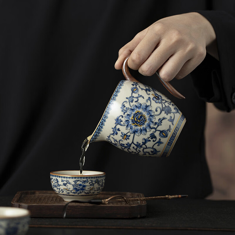 溥畔青花汝窑功夫茶具套装2026新款客厅会客泡茶壶茶杯礼盒装送礼 黄汝汝窑.西施壶10件米白盒