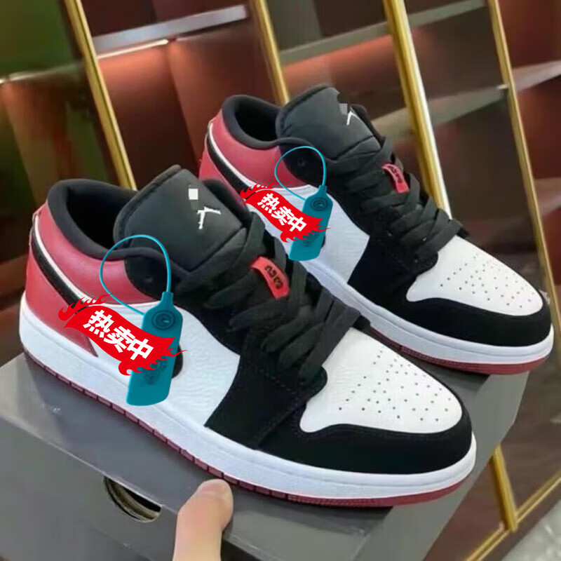 AJML莆田纯原Air 乔1 AJ1黑红低帮篮球鞋男女校园板鞋学生运动休闲鞋 AJ乔1黑红(高版本+吱吱响) 40