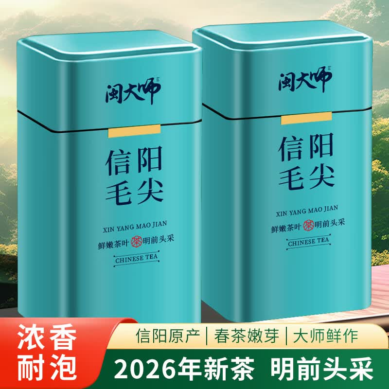 闽大师茶叶 特级信阳毛尖绿茶 2026新茶明前特级春茶自饮含礼袋送礼250g