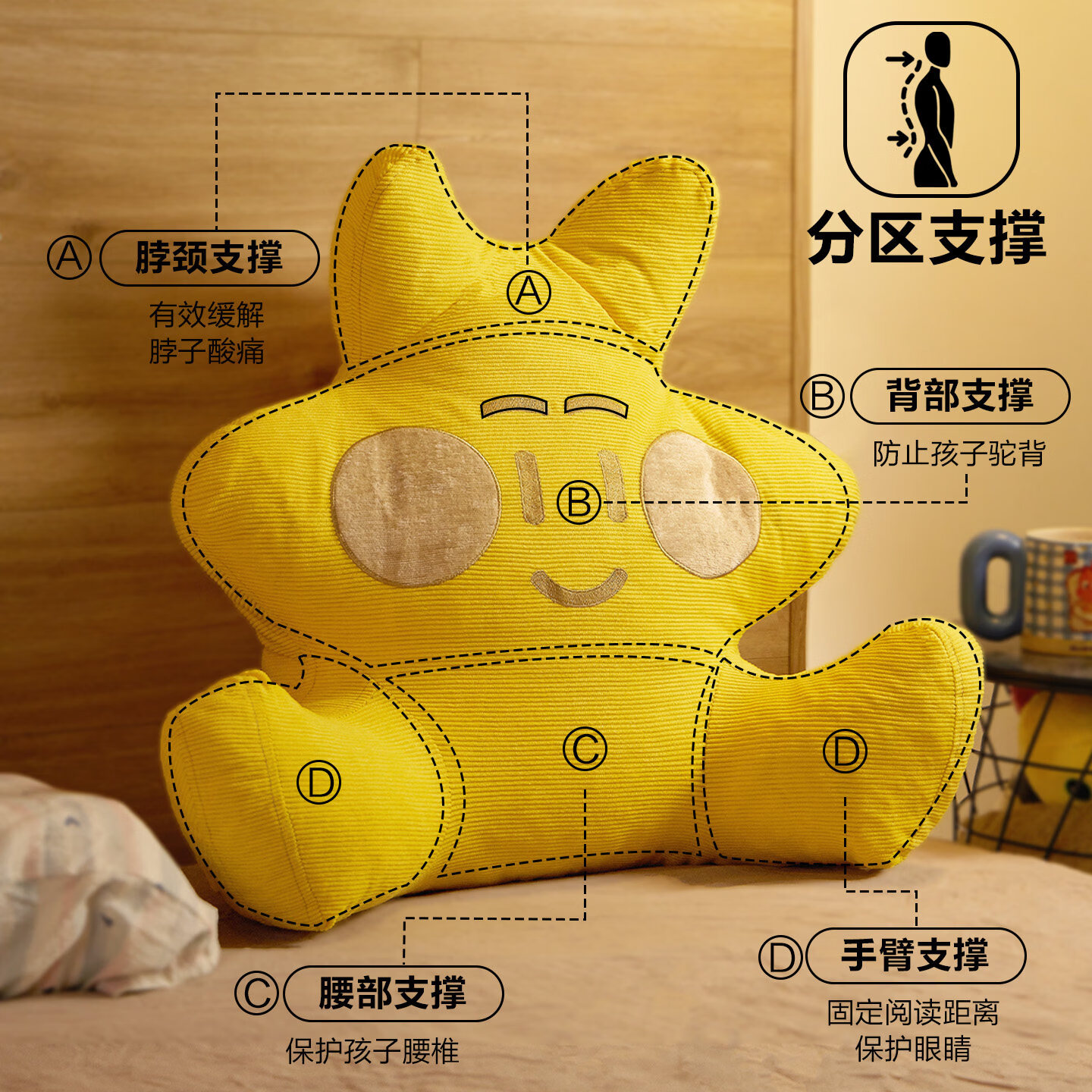 考拉吉苏床上沙发护腰靠垫床头靠枕 靠背一体软包 办公休闲追剧阅读腰靠 少女粉（丽丝绒） 68cm*56cm*56cm 含枕芯 小号-适合儿童155CM以下