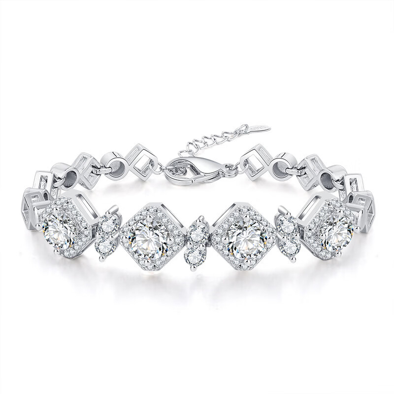 锆石手链ins风微镶简约女款 白金色手链【16+3cm】