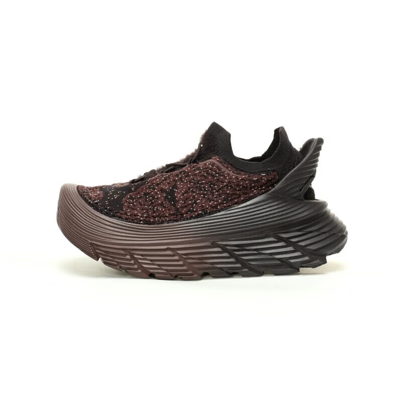 HOKA HOKA FOOT男女同款 Restore TC 织物透气户外轻量徒步运动鞋一脚蹬休闲鞋 针织酒红碳黑1169090 45