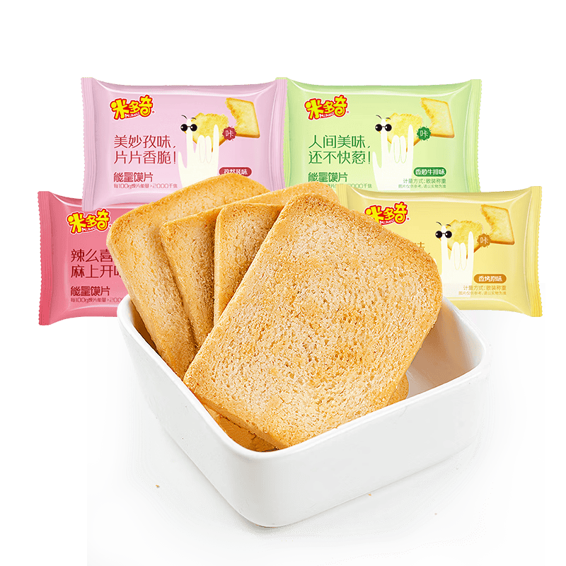 米多奇烤馍片零食馍丁馒头片馍干办公室零食早餐 馍片15包471g