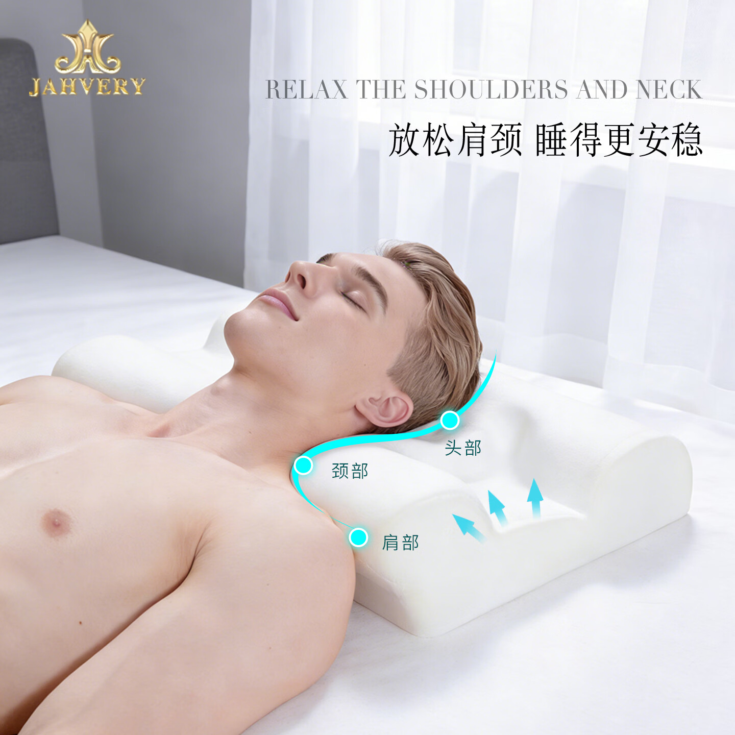 嘉唯(JAHVERY)3D骨型护颈枕颈椎记忆棉枕头蝶形枕成人睡觉专用助睡眠枕头 A类 【双倍柔酥升级】3D骨型颈椎枕 56*36*12/9cm