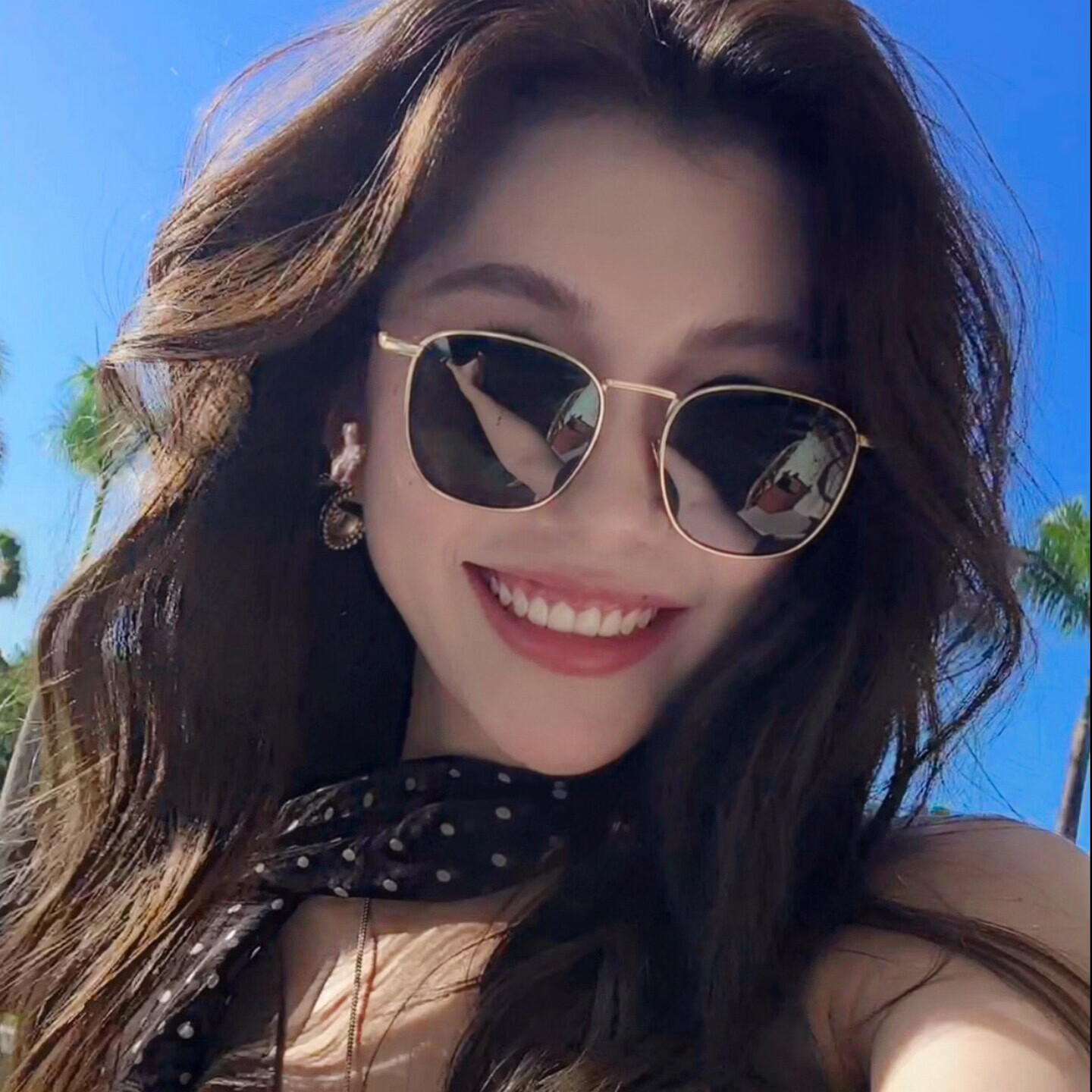 派尼英菲欧美高级感方形金属老钱风偏光墨镜女夏季遮阳防晒圆脸太阳眼镜潮 金框黑片