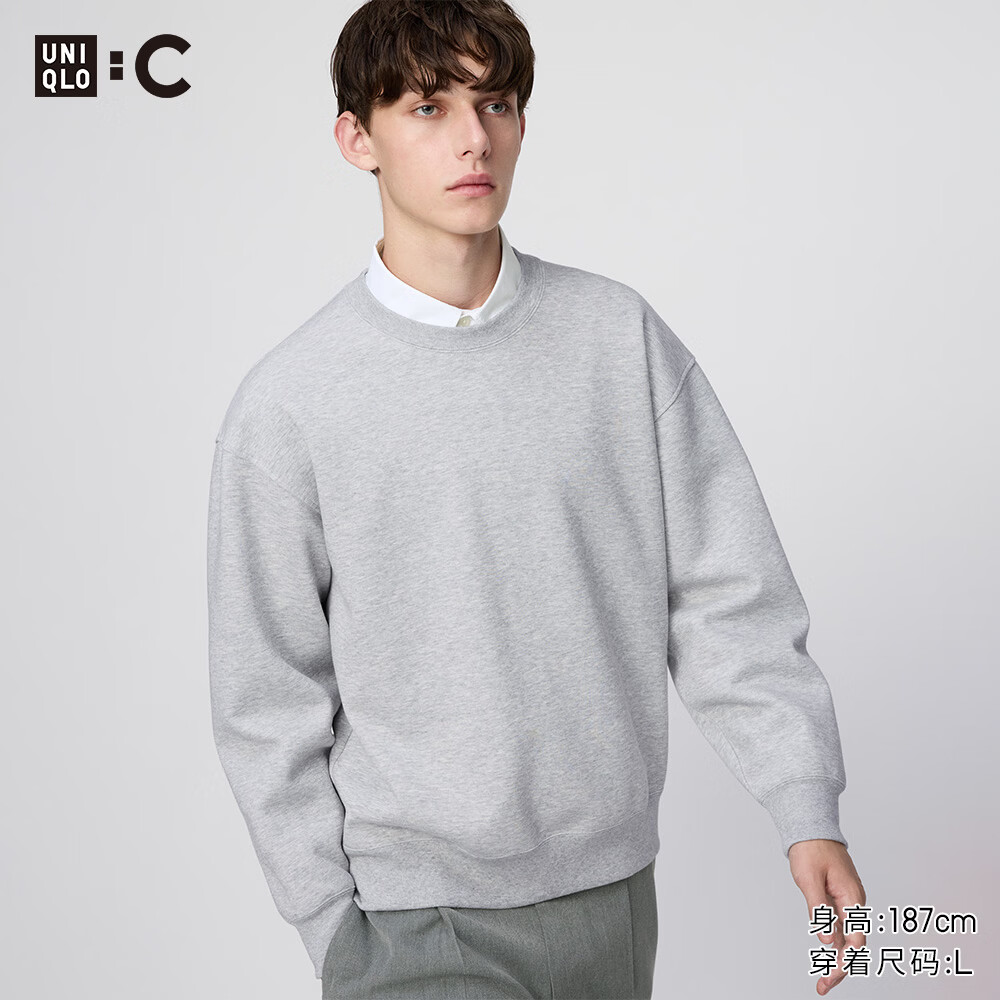 优衣库合作款男装女装宽松卫衣长袖运动衫休闲上衣481040 482310 482310/03灰色 L