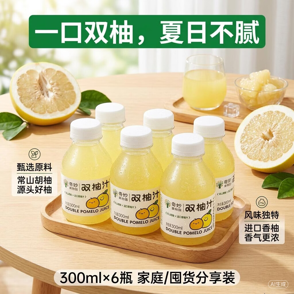 奇妙果物园双柚汁果汁小瓶饮料柚子汁饮品清爽解腻0脂维C芭乐汁饮料整箱特价 【300ml*18瓶】双柚汁复合果汁