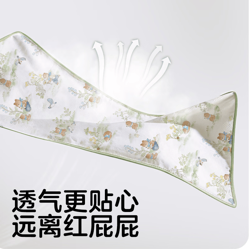 可优比(KUB)婴儿隔尿垫A类竹棉可洗防水非一次性隔尿垫纱布三合一护理隔尿垫 10A抗菌-竹棉隔尿垫-花间小熊 50*70cm