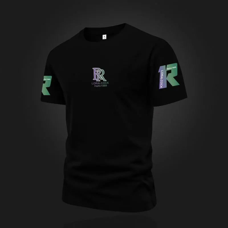 纯棉重磅短袖新款夏季T恤法式大码男潮牌百搭宽松潮流ins圆领上衣 黑色 XL 【建议140-160斤】