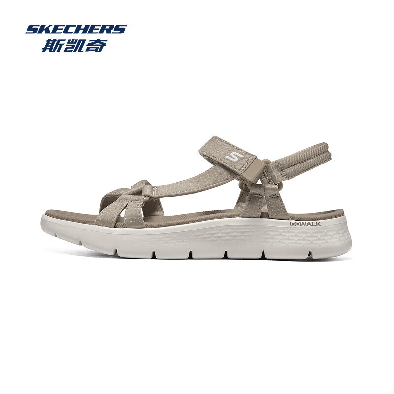 斯凯奇（Skechers）新款女鞋外穿凉鞋软弹舒适沙滩鞋魔术贴设计轻便休闲鞋子 141451-TPE 灰褐色 37