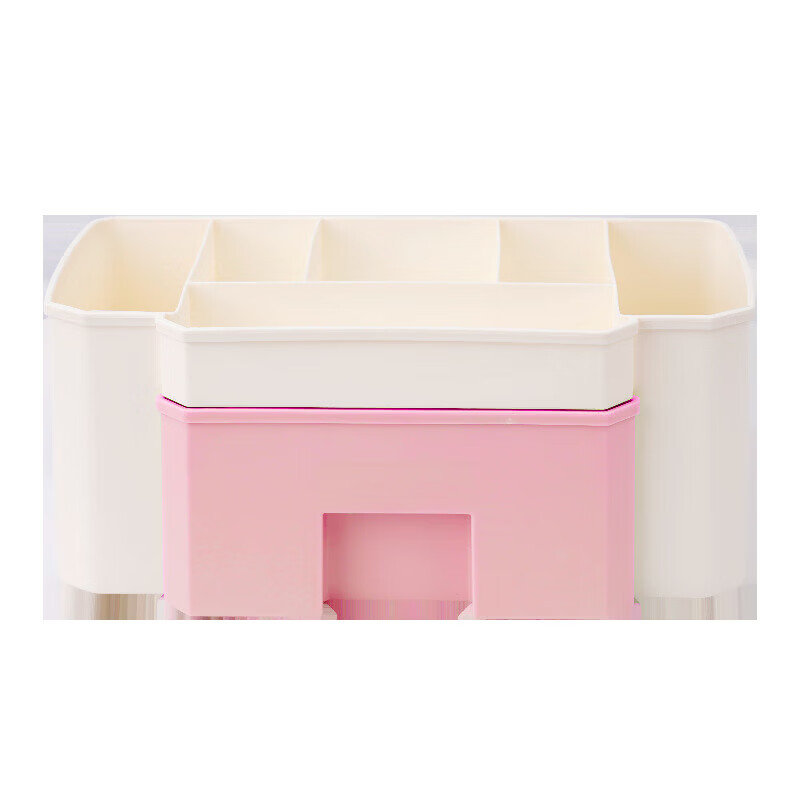 智权抽屉式收纳盒大容量办公室桌面整理置物架学生宿舍文具收纳盒多格 蓝色收纳盒【双抽屉】送贴纸 新款限时