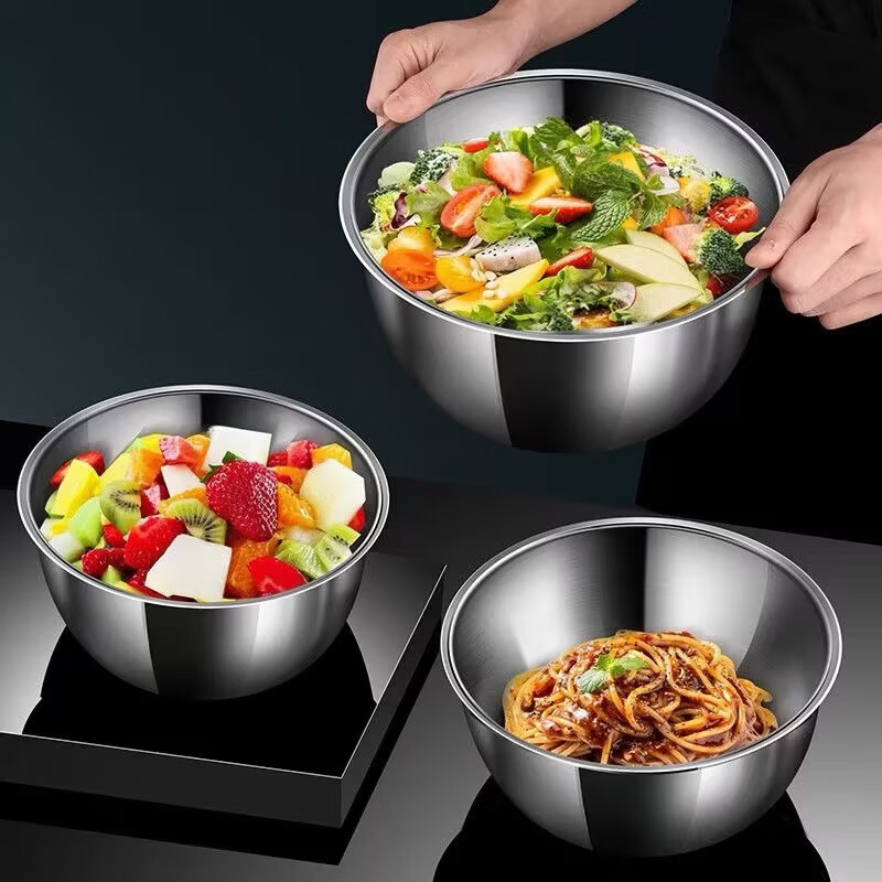 不锈钢料理盆碗打蛋和面沙拉凉拌水果煮面家用和面盆 两个