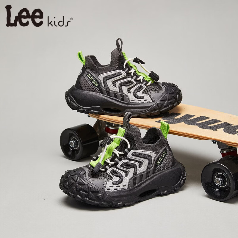 Lee童鞋春夏季新款儿童运动鞋椰子鞋男童休闲跑步鞋女大童 黑色 36 【建议脚长223-228mm】